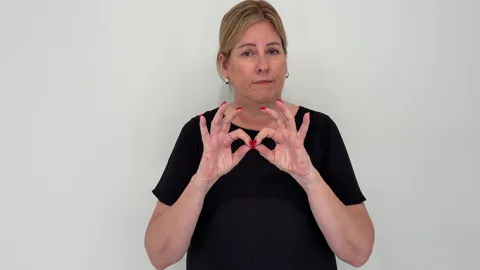 The Auslan fingerspelling handshape for the letter B