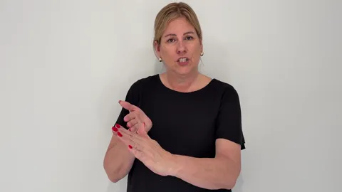 The Auslan fingerspelling handshape for the letter H