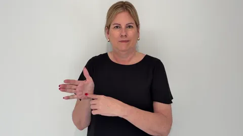 The Auslan fingerspelling handshape for the letter T