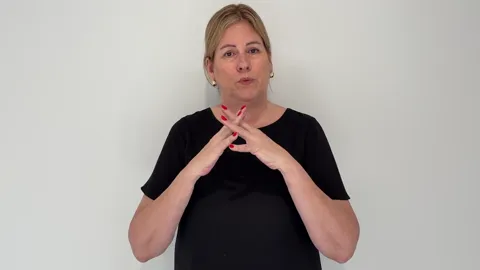 The Auslan fingerspelling handshape for the letter W